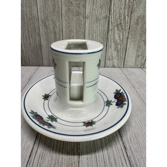 Vtg Op Co Syracuse Canterbury Matchbox Holder Ashtray Flower Decor 4" Tall - Picture 2 of 8